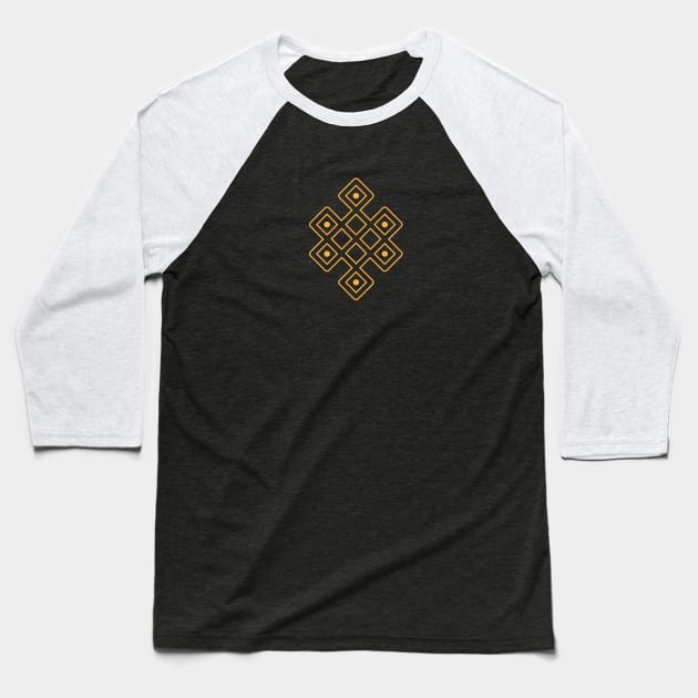 Tibetan Endless Knot - Gold Baseball T-Shirt by footloosefabric